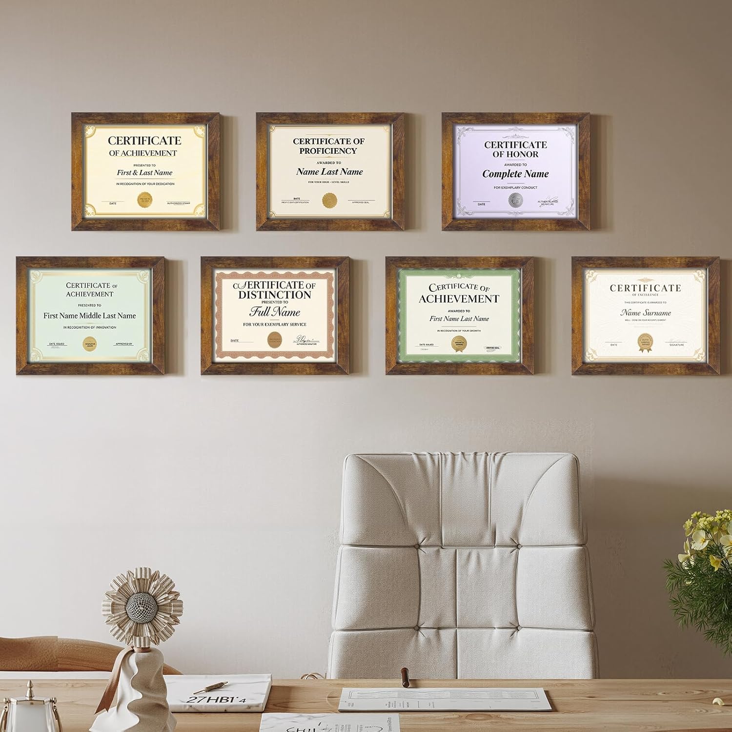 Certifications wall at Dentist Doctor Chaitali Khona